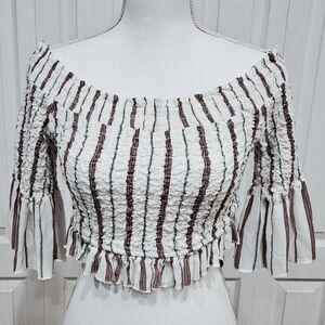FREE PEOPLE Stripe Scrunch Crop Size Small